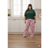 Pembe Kumaş Üzerinde Hello Kitty Desenli Pijama Altı (Milan) Pembe Kumaş Üzerinde Hello Kitty Desenli Pijama Altı (Milan)